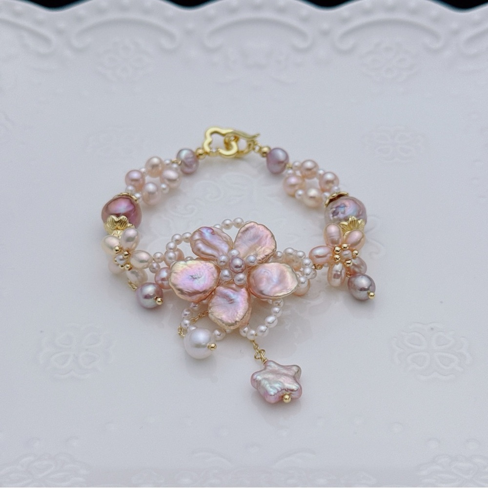 26B179 Handmade Premium Quality Freshwater Baroque Pearl Bracelet 2in1 - Picture 4 of 10